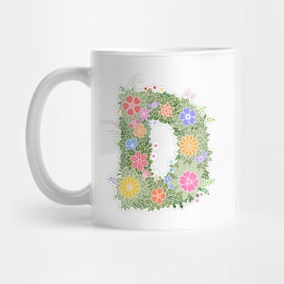 "D" Floral Letter Monogram Mug